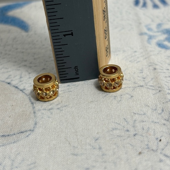 Brighton Gold Plated Crystals Spacer Bead Lot of 2 Sparkly Cutout Pattern - Picture 9 of 9